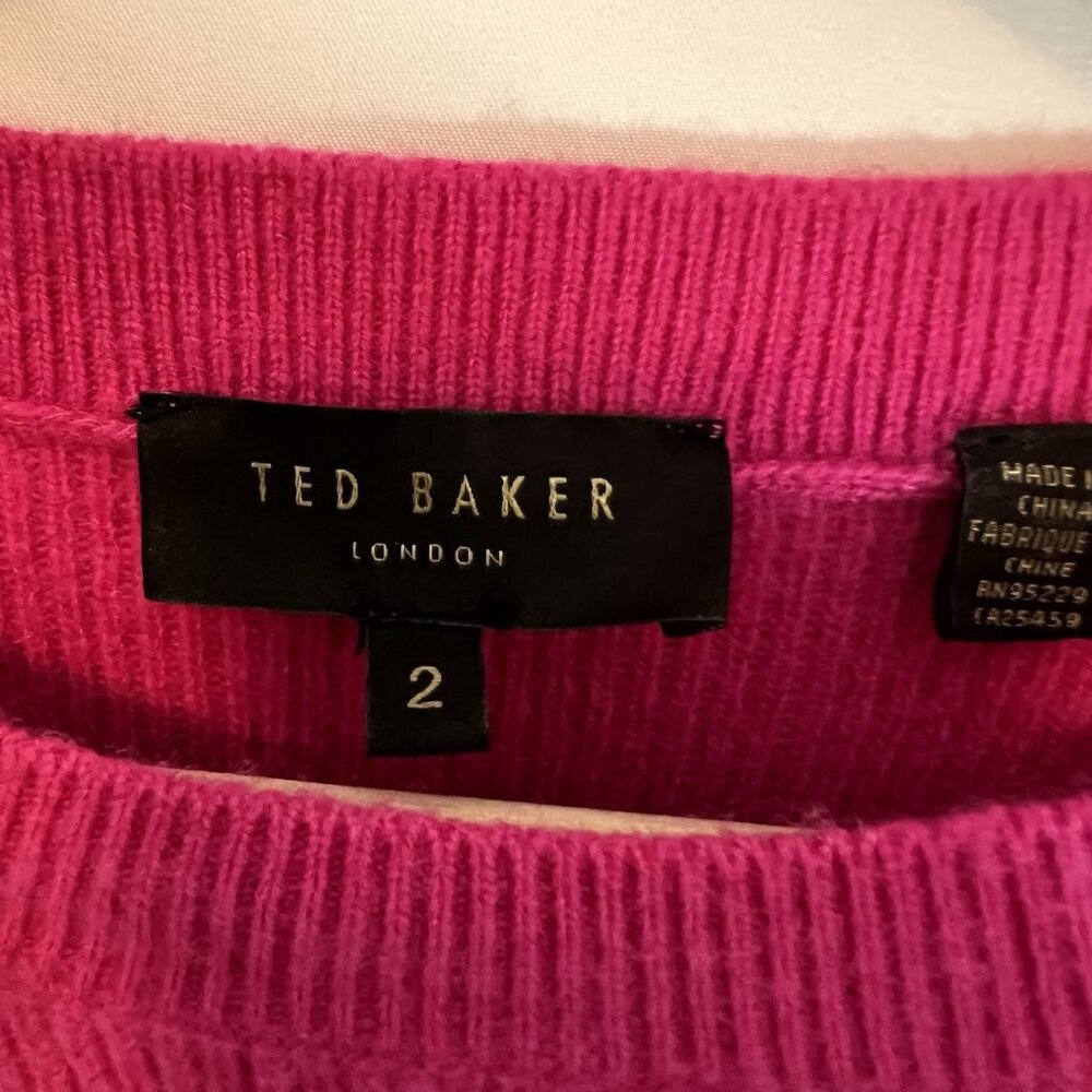Ted Baker London Women’s Bobbe Peplum Sweater Wool Cashmere Blend Pink Size 2 - Picture 4 of 8
